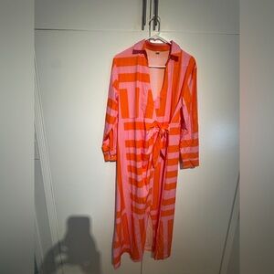 Striped Pink and Orange Maxi Dress